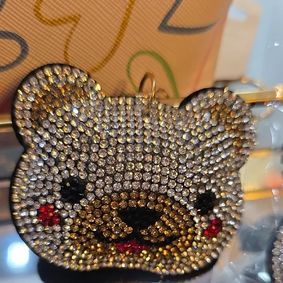 Set of 2 Sparkly Rhinestone Bear Keychains - Picture 3 of 7